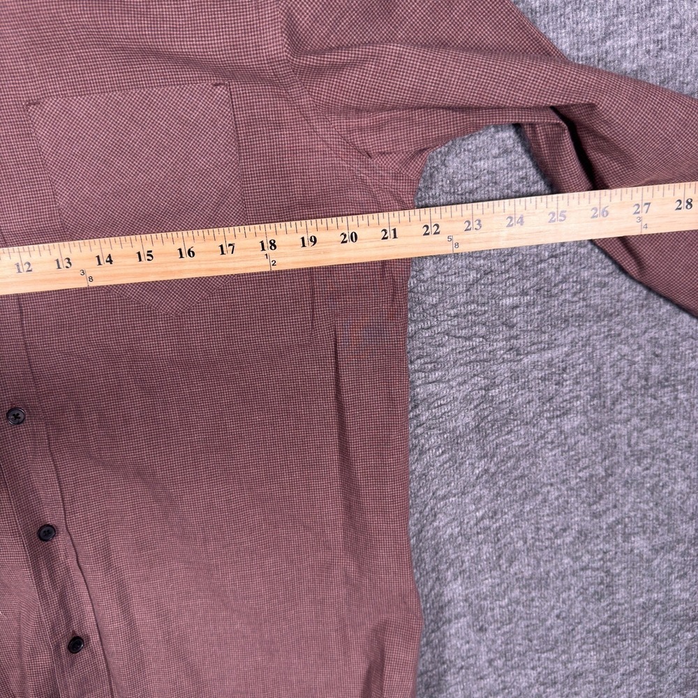 Billy Reid Shirt Mens Medium Burgundy Gingham Cotton Long Sleeve Button Down - Picture 4 of 8